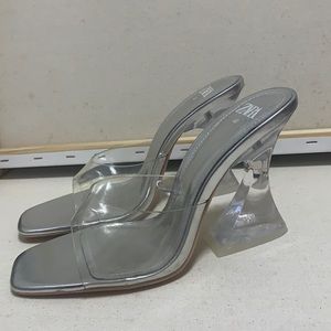 Silver and clear Zara heels